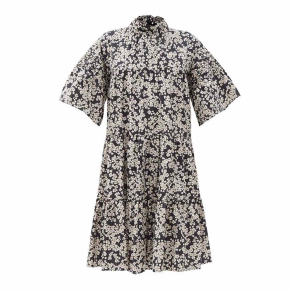 Merlette Astell Tiered Ditsy Floral Cotton Trapeze Dress Size Large